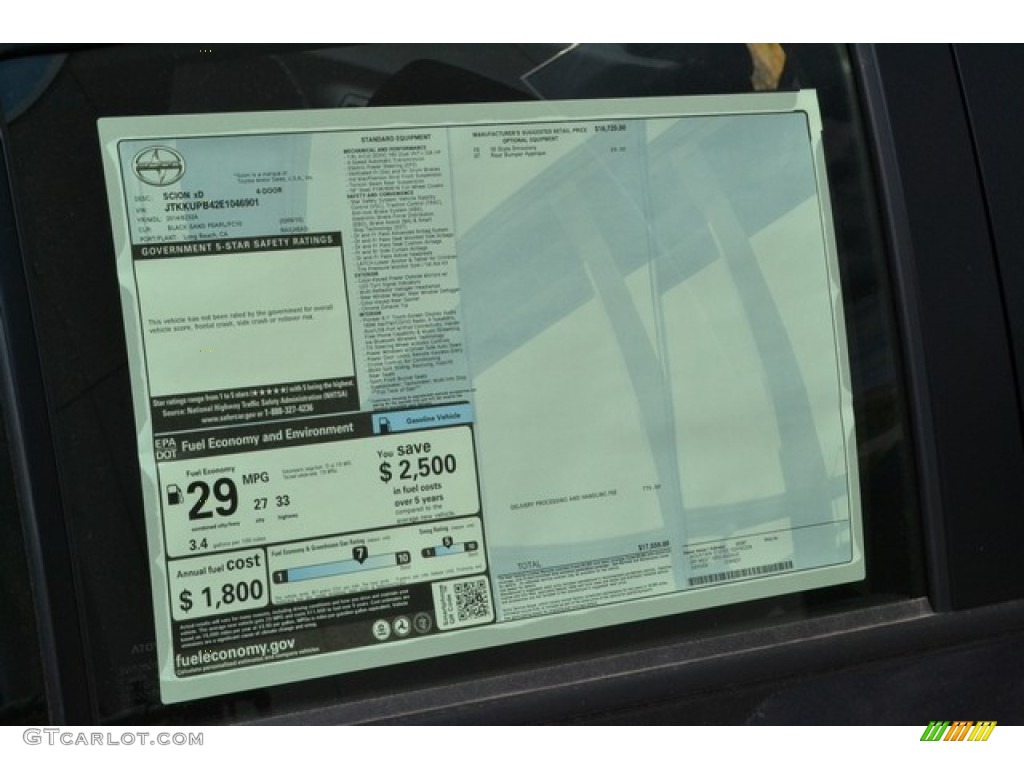 2014 Scion xD Standard xD Model Window Sticker Photos