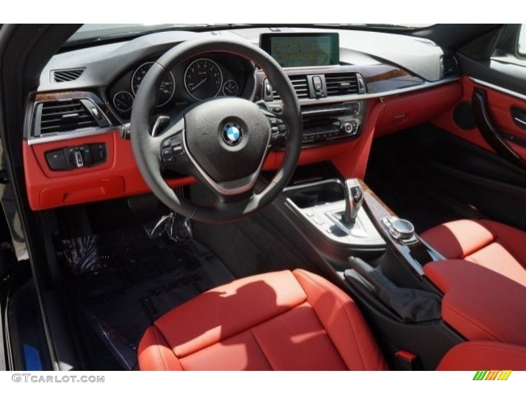 Coral Red/Black Highlight Interior 2015 BMW 4 Series 428i Coupe Photo #97040166