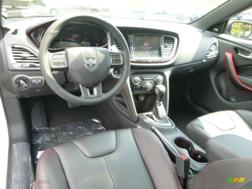2015 Dart GT - Bright White / Black/Ruby Red Accent Stitching photo #16