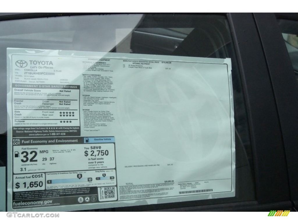 2015 Toyota Corolla S Plus Window Sticker Photo #97054268