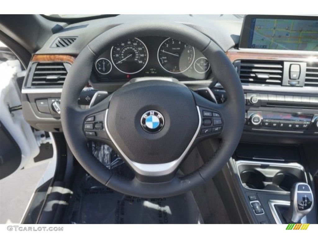 2015 BMW 4 Series 428i xDrive Convertible Black Steering Wheel Photo #97061194
