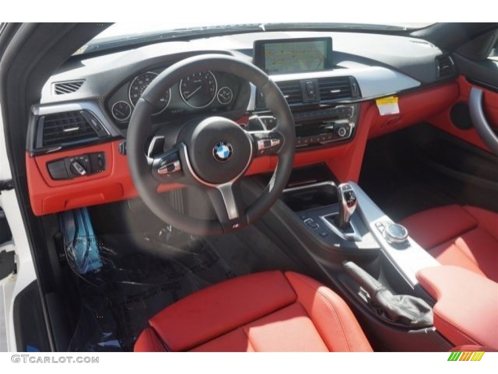 Coral Red/Black Highlight Interior 2015 BMW 4 Series 428i Coupe Photo #97061756