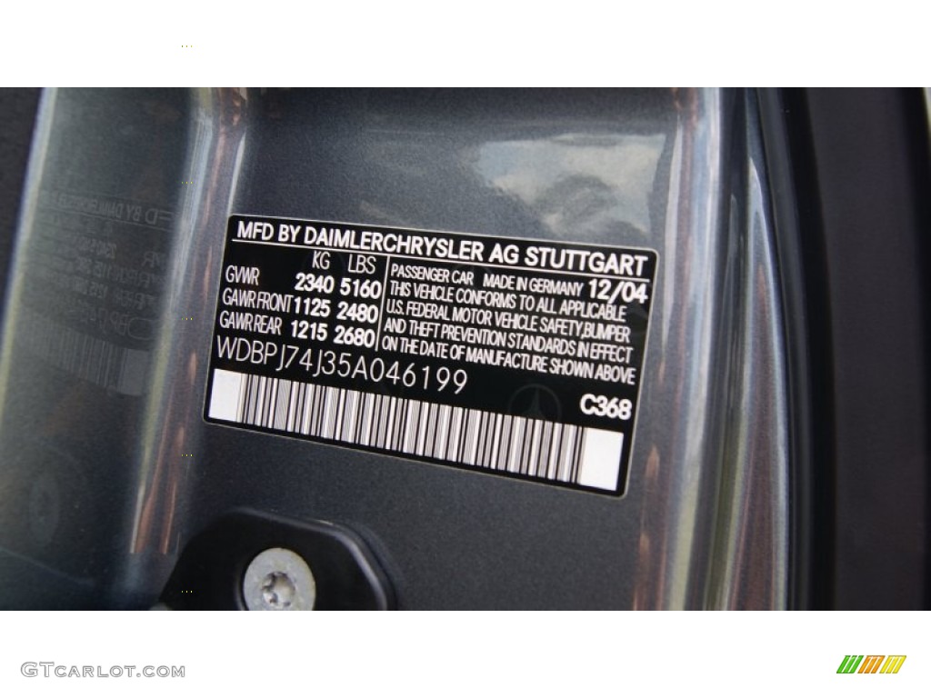 2005 Mercedes-Benz CL 55 AMG Color Code Photos