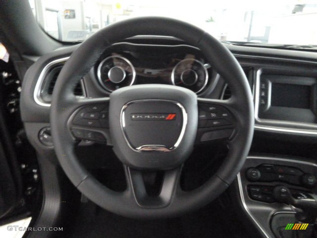 2015 Dodge Challenger SXT Black/Tungsten Steering Wheel Photo #97067452