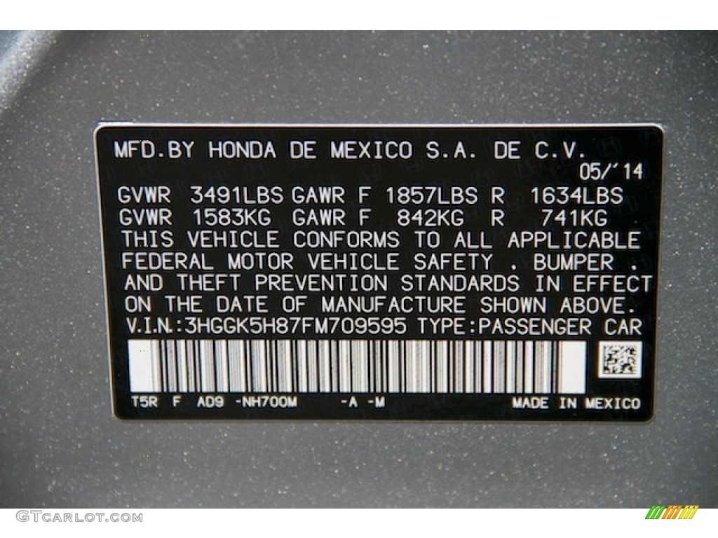 2015 Fit Color Code NH700M for Alabaster Silver Metallic Photo #97068835
