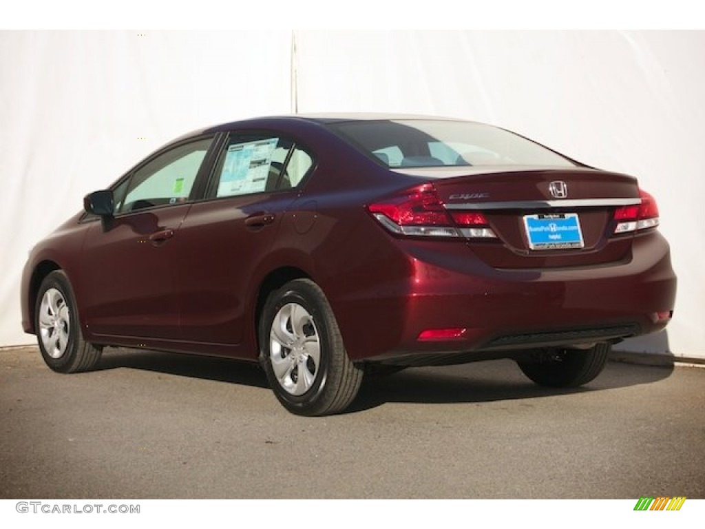 2014 Civic LX Sedan - Crimson Pearl / Beige photo #2