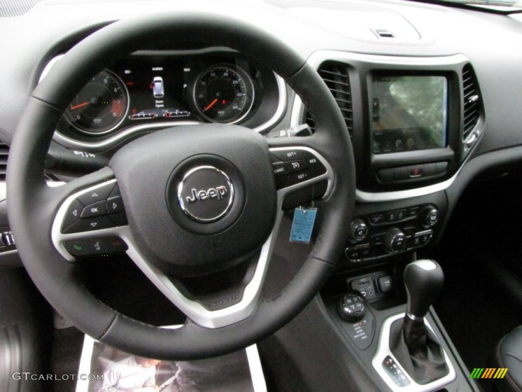 2015 Jeep Cherokee Trailhawk 4x4 Trailhawk Black Steering Wheel Photo #97076317