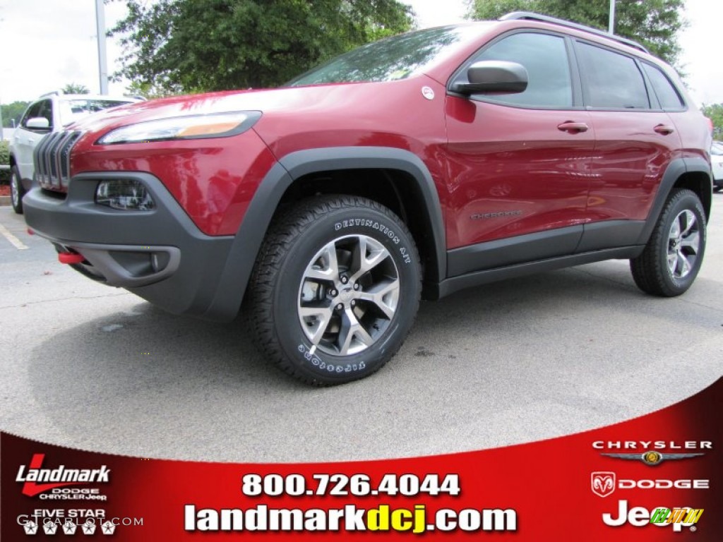 2015 Cherokee Trailhawk 4x4 - Deep Cherry Red Crystal Pearl / Trailhawk Brown photo #1