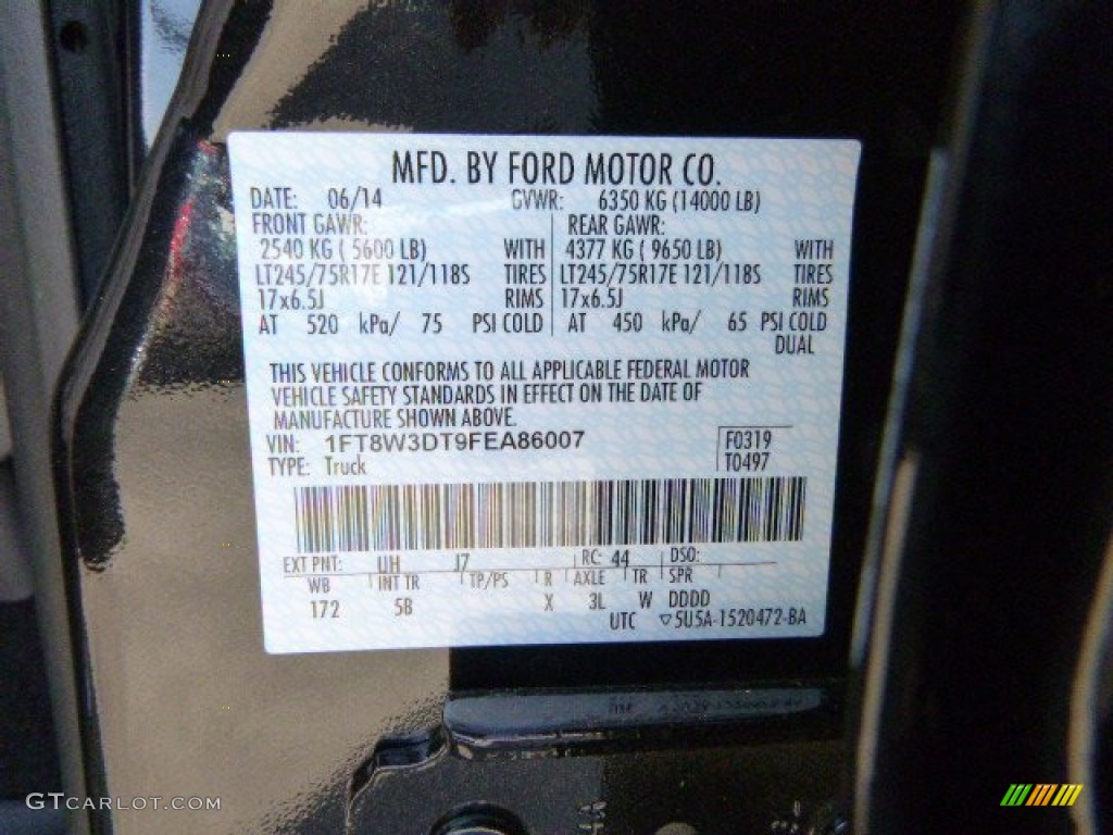 2015 F350 Super Duty Color Code UH for Tuxedo Black Photo #97079830