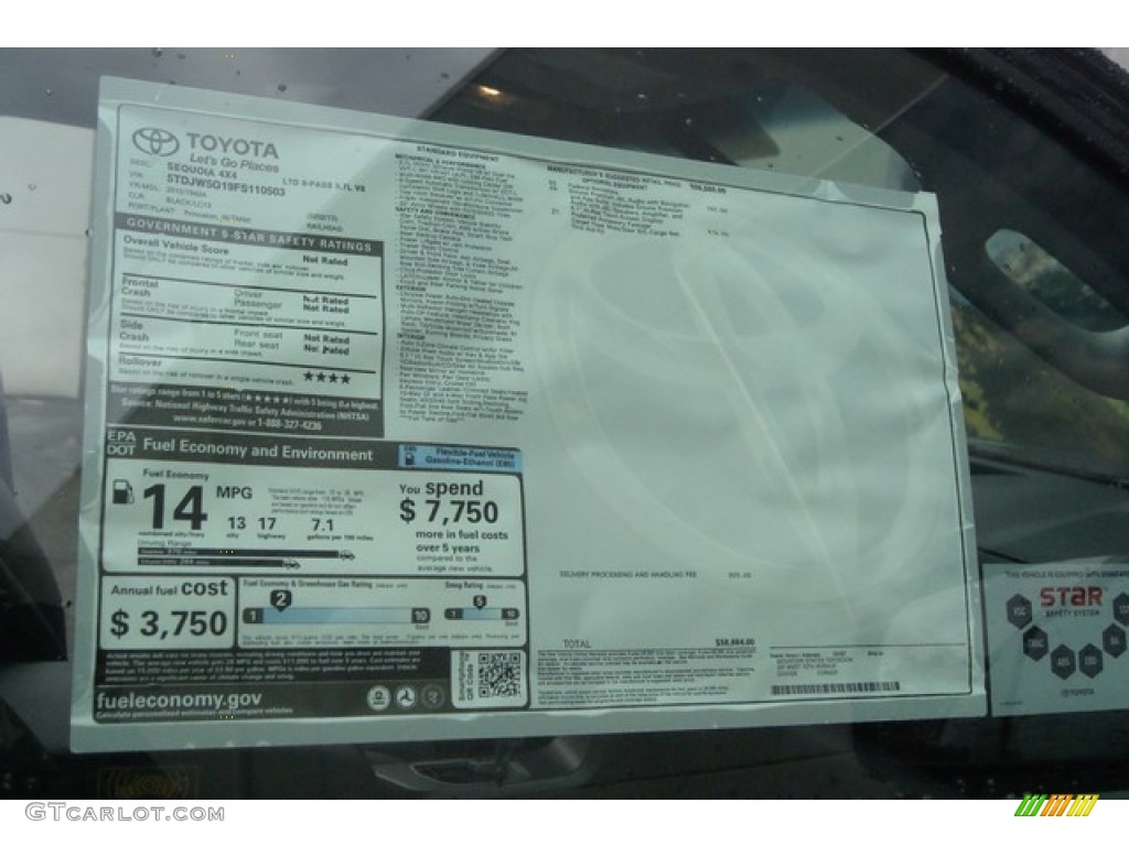 2015 Toyota Sequoia Limited 4x4 Window Sticker Photo #97095265