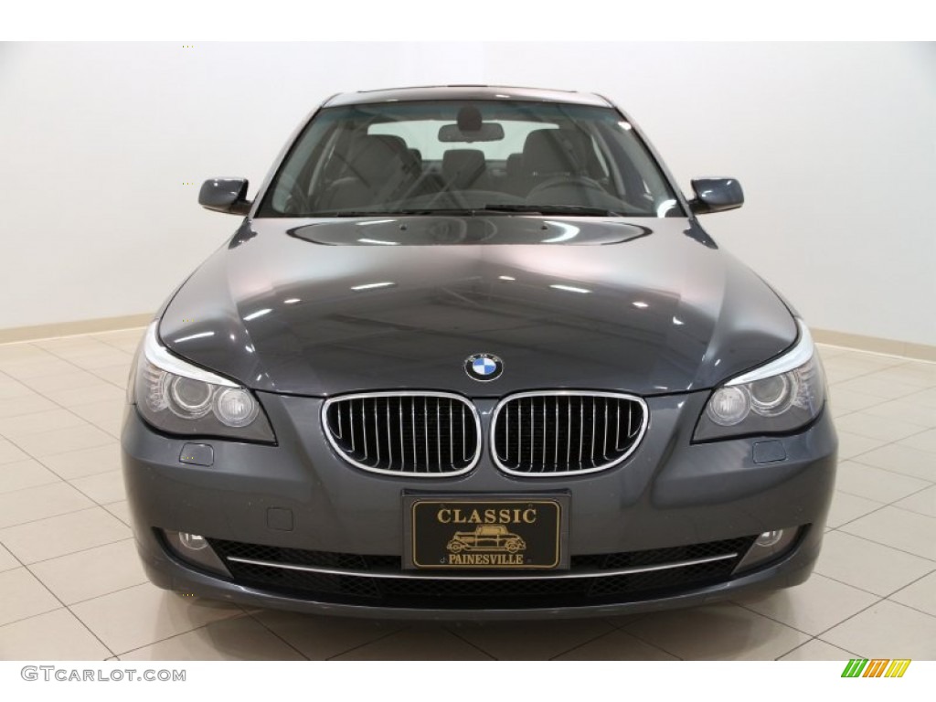 2009 5 Series 528xi Sedan - Platinum Grey Metallic / Black Dakota Leather photo #2