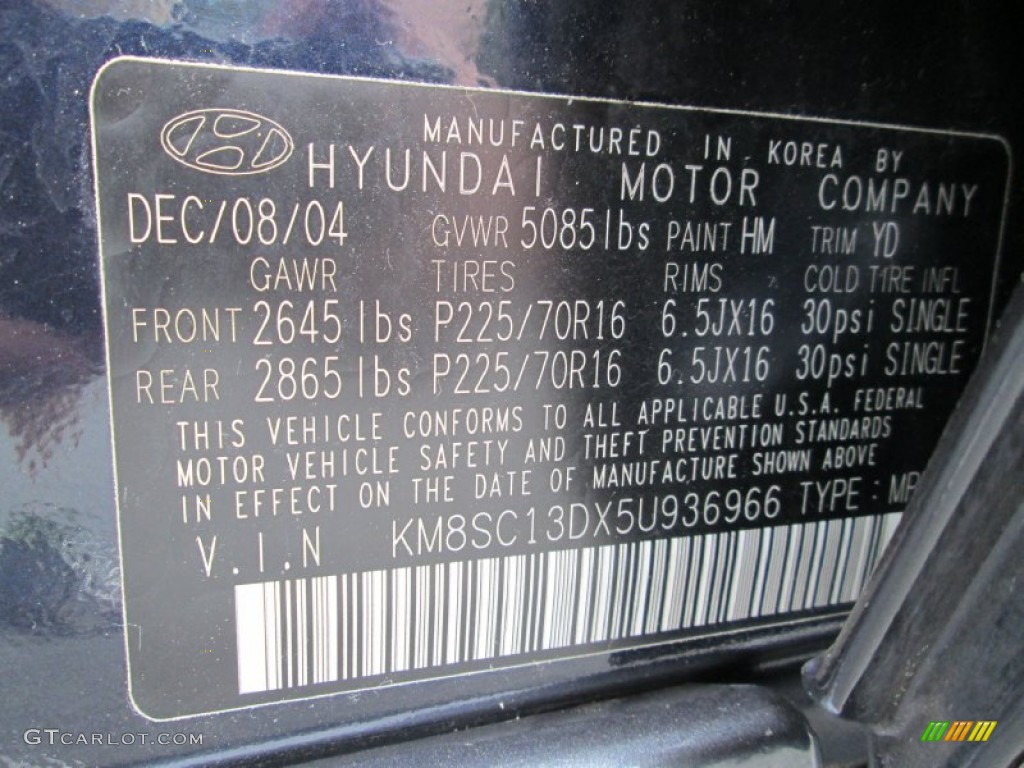 2005 Santa Fe GLS - Moonlit Blue / Gray photo #29