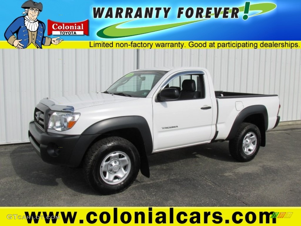 2009 Tacoma Regular Cab 4x4 - Super White / Graphite Gray photo #1