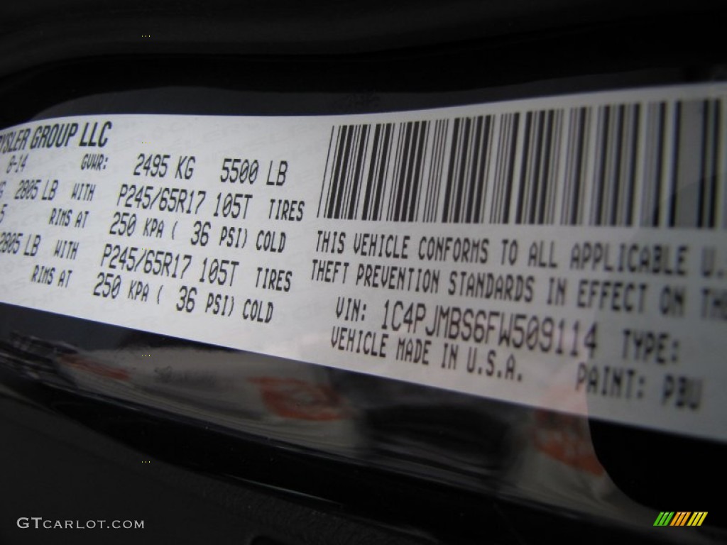 2015 Cherokee Color Code PBU for True Blue Pearl Photo #97102573