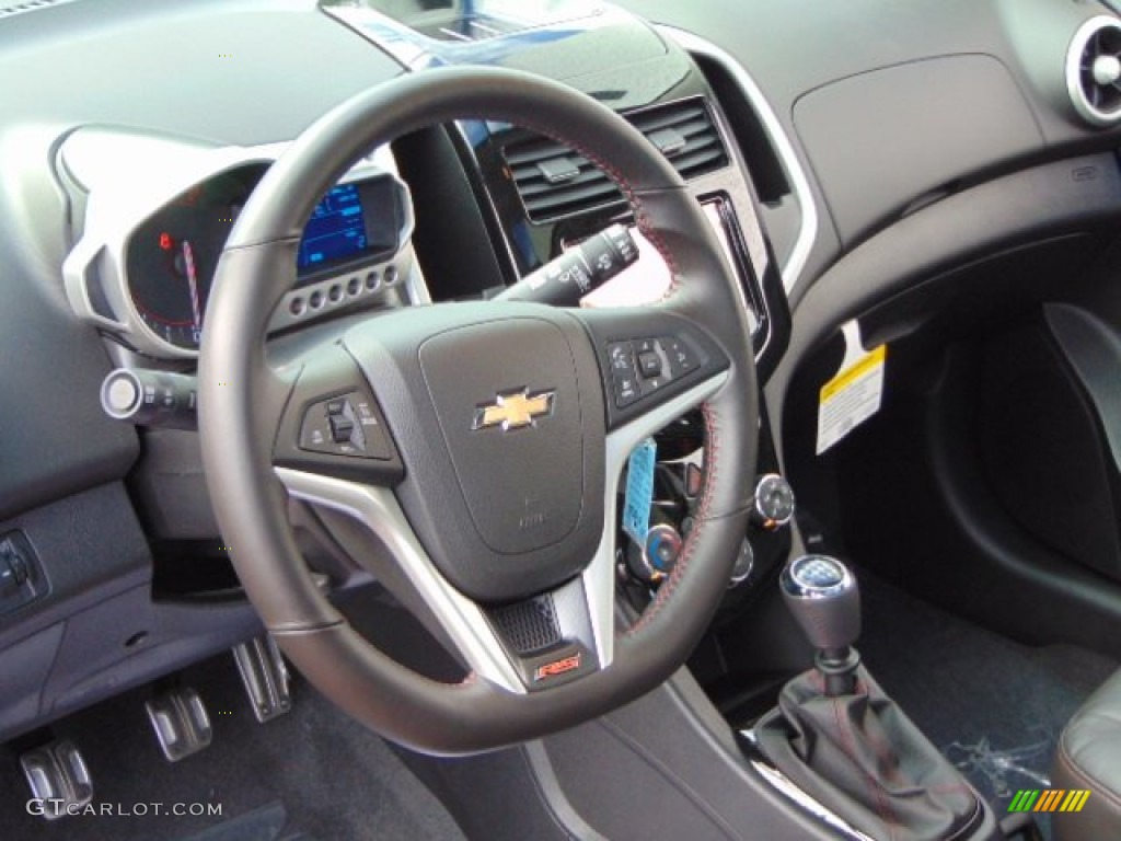 2015 Chevrolet Sonic RS Hatchback RS Jet Black Steering Wheel Photo #97112754