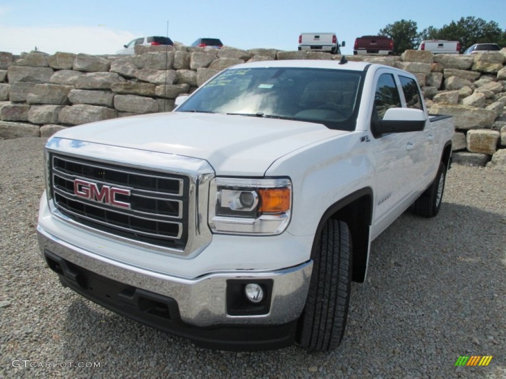 2014 Sierra 1500 SLE Crew Cab 4x4 - Summit White / Cocoa/Dune photo #2