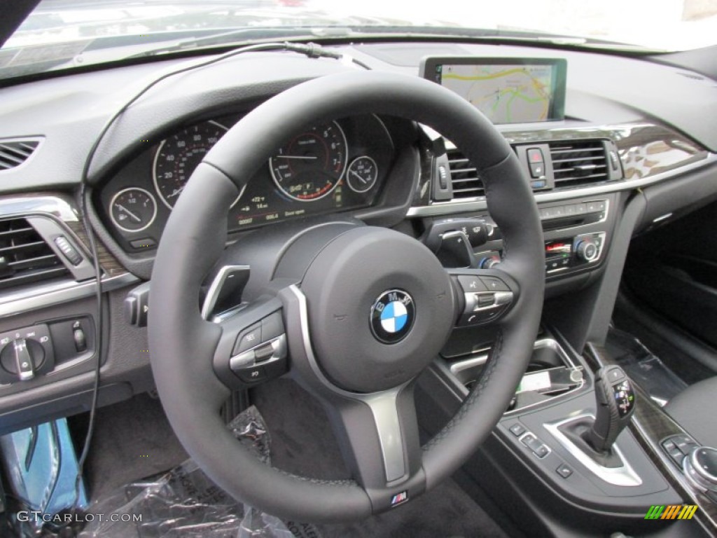 2015 BMW 3 Series 335i xDrive Sedan Black Steering Wheel Photo #97120595