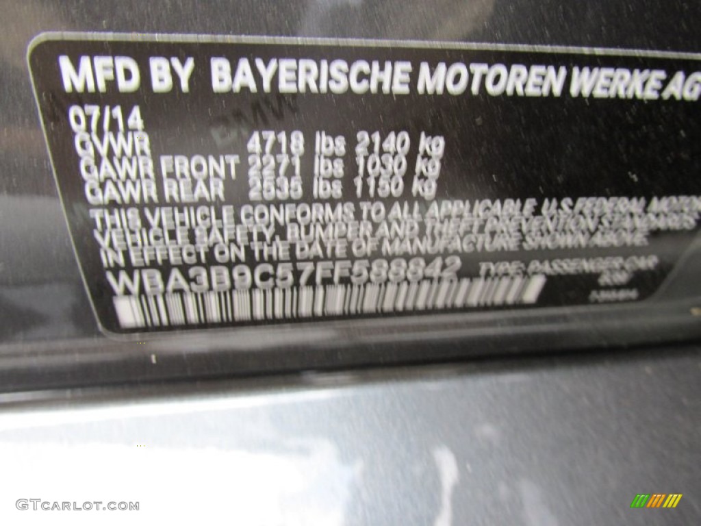 2015 3 Series 335i xDrive Sedan - Mineral Grey Metallic / Black photo #20