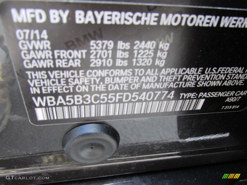 2015 5 Series 535i xDrive Sedan - Dark Graphite Metallic / Black photo #19