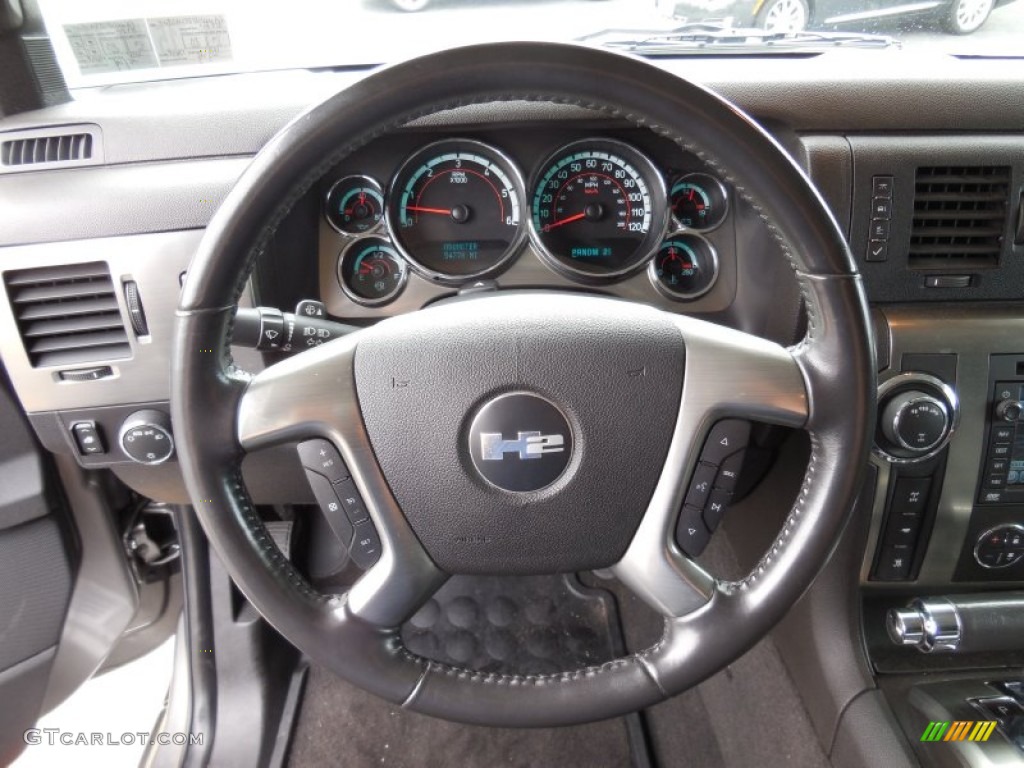 2008 Hummer H2 SUV Ebony Black Steering Wheel Photo #97123496