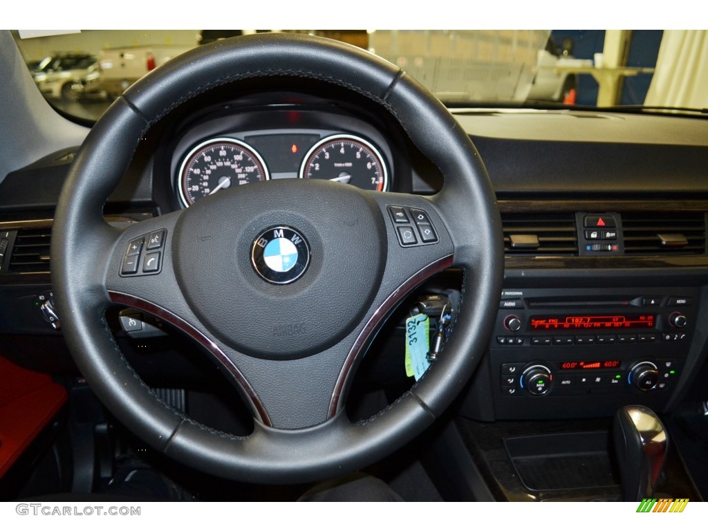 2011 3 Series 328i Coupe - Jet Black / Coral Red/Black Dakota Leather photo #23