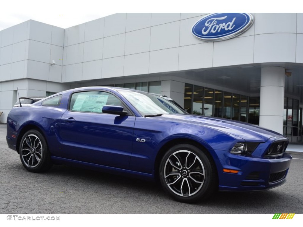 2014 Mustang GT Premium Coupe - Deep Impact Blue / Medium Stone photo #1