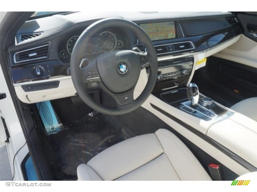 Ivory White/Black Interior 2015 BMW 7 Series 740Li Sedan Photo #97164053