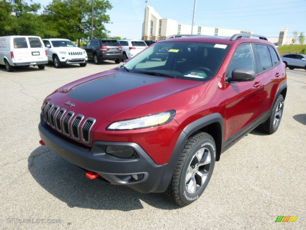 Deep Cherry Red Crystal Pearl 2015 Jeep Cherokee Trailhawk 4x4 Exterior Photo #97165223