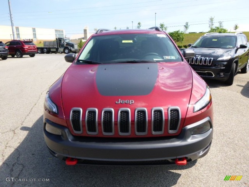 Deep Cherry Red Crystal Pearl 2015 Jeep Cherokee Trailhawk 4x4 Exterior Photo #97165238
