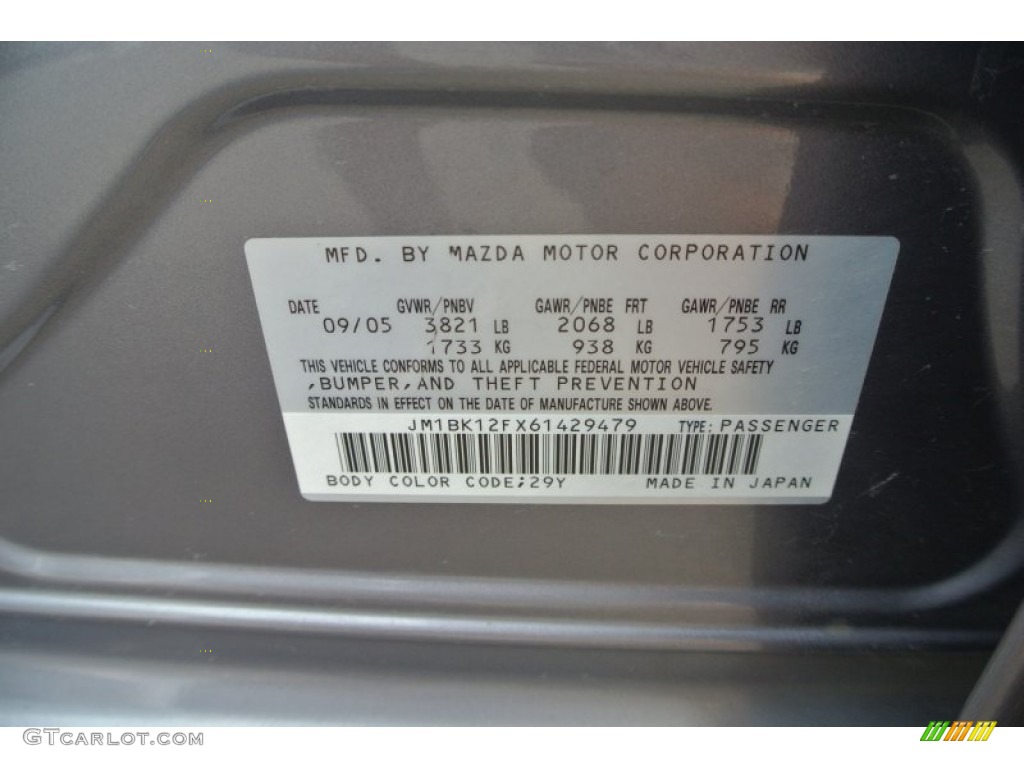 2006 MAZDA3 i Sedan - Titanium Gray Metallic / Black photo #7