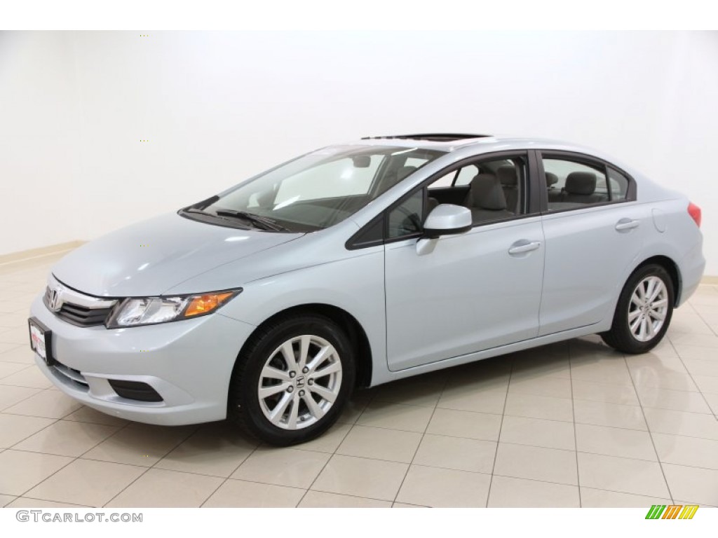 2012 Civic EX-L Sedan - Cool Mist Metallic / Gray photo #3