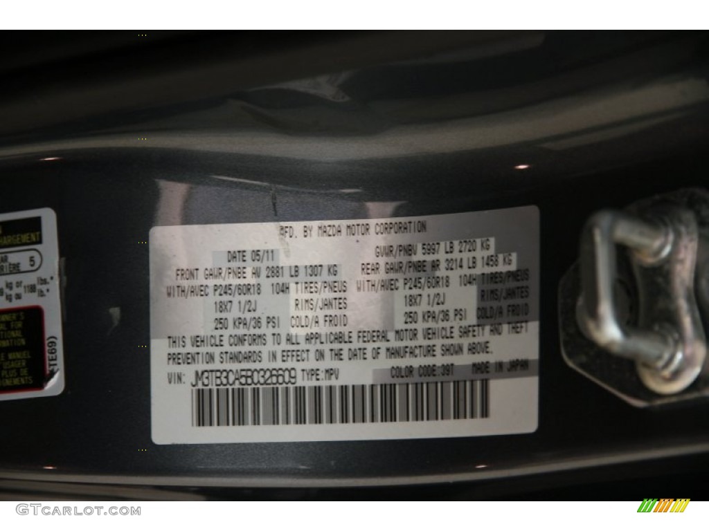 2011 CX-9 Touring AWD - Dolphin Gray Mica / Black photo #18