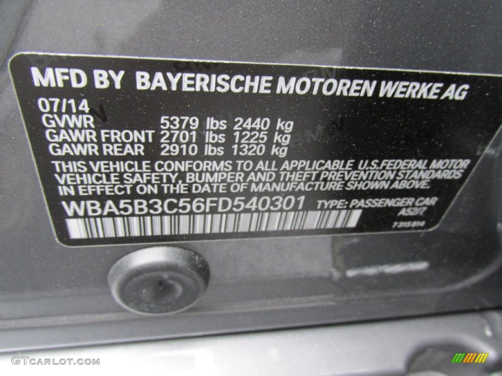 2015 5 Series Color Code A52 for Space Gray Metallic Photo #97194586