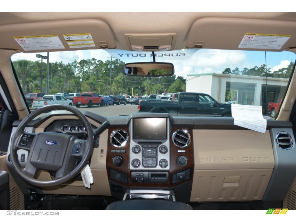 2014 F350 Super Duty Lariat Crew Cab 4x4 Dually - Oxford White / Adobe photo #13