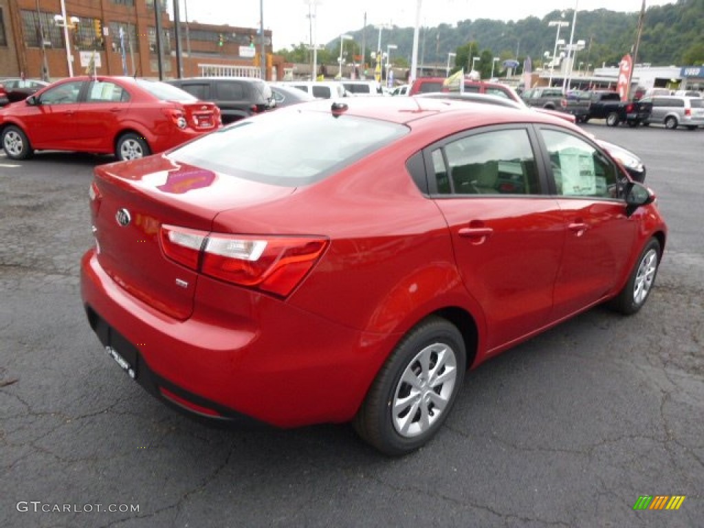 2015 Rio 5-Door LX - Signal Red / Beige photo #8