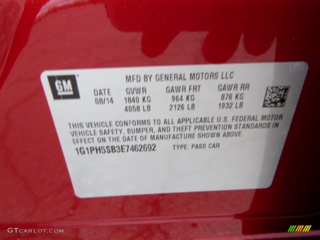 2014 Cruze Eco - Crystal Red Tintcoat / Medium Titanium photo #20