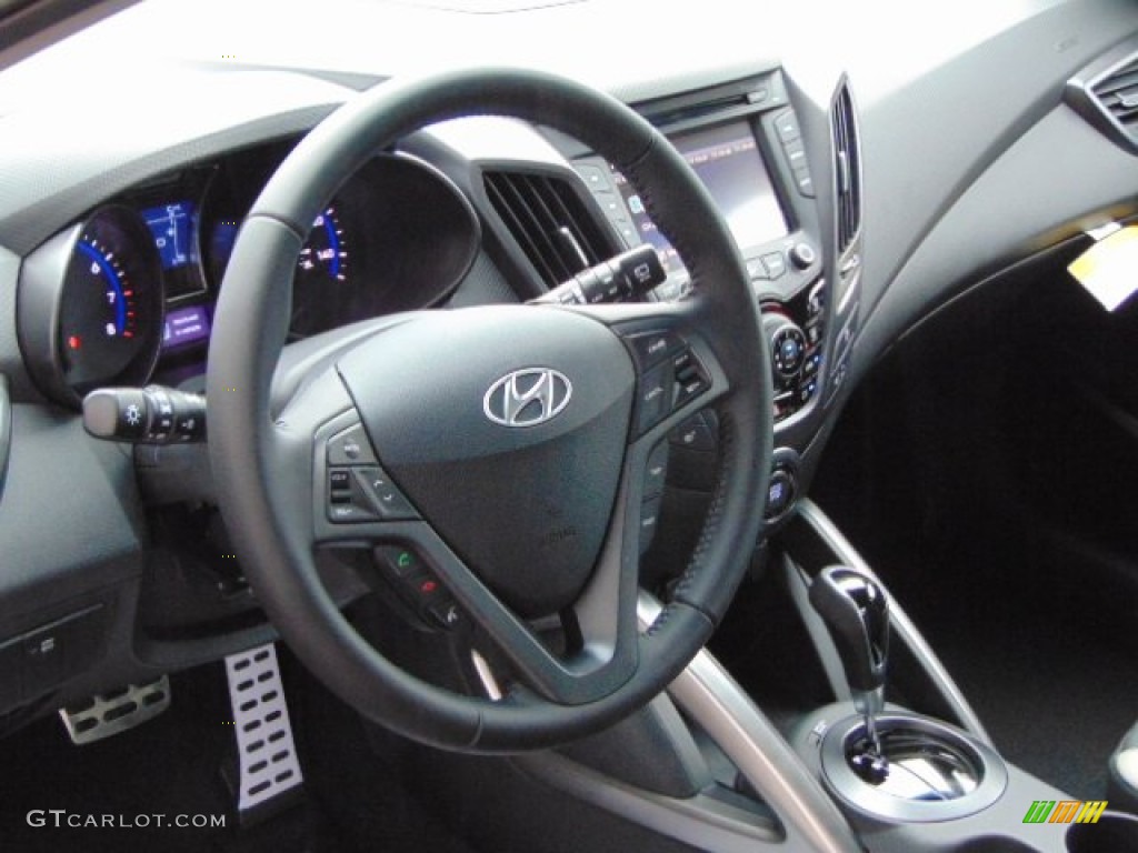 2015 Hyundai Veloster Turbo Black Steering Wheel Photo #97202065