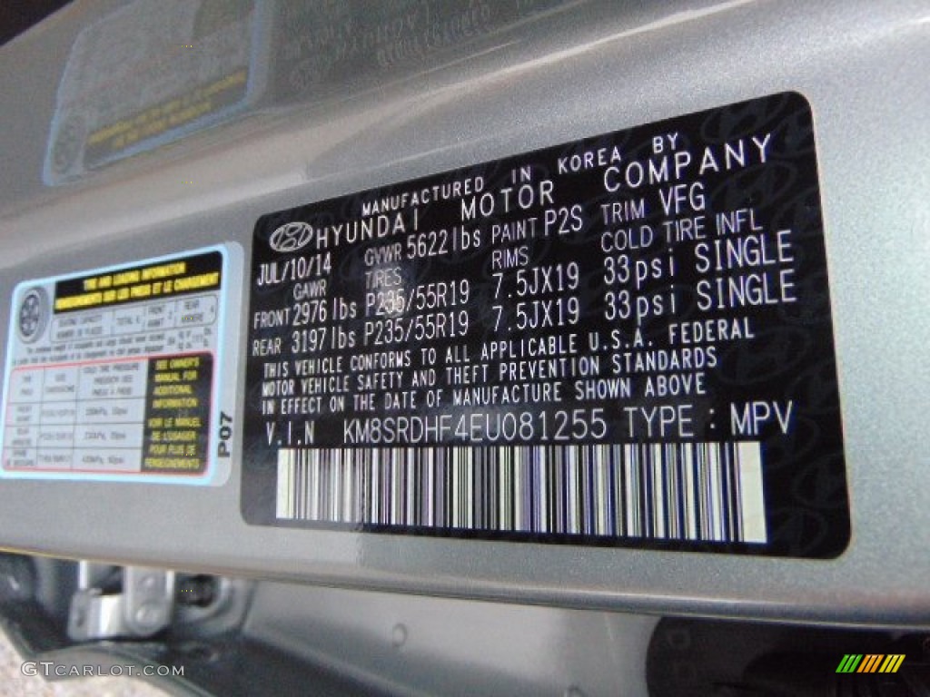 2014 Santa Fe Color Code P2S for Iron Frost Photo #97203790