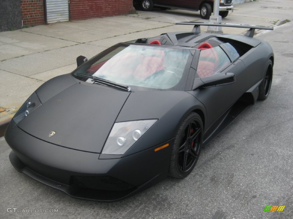 Matte Black 2008 Lamborghini Murcielago LP640 Roadster Exterior Photo #97216309