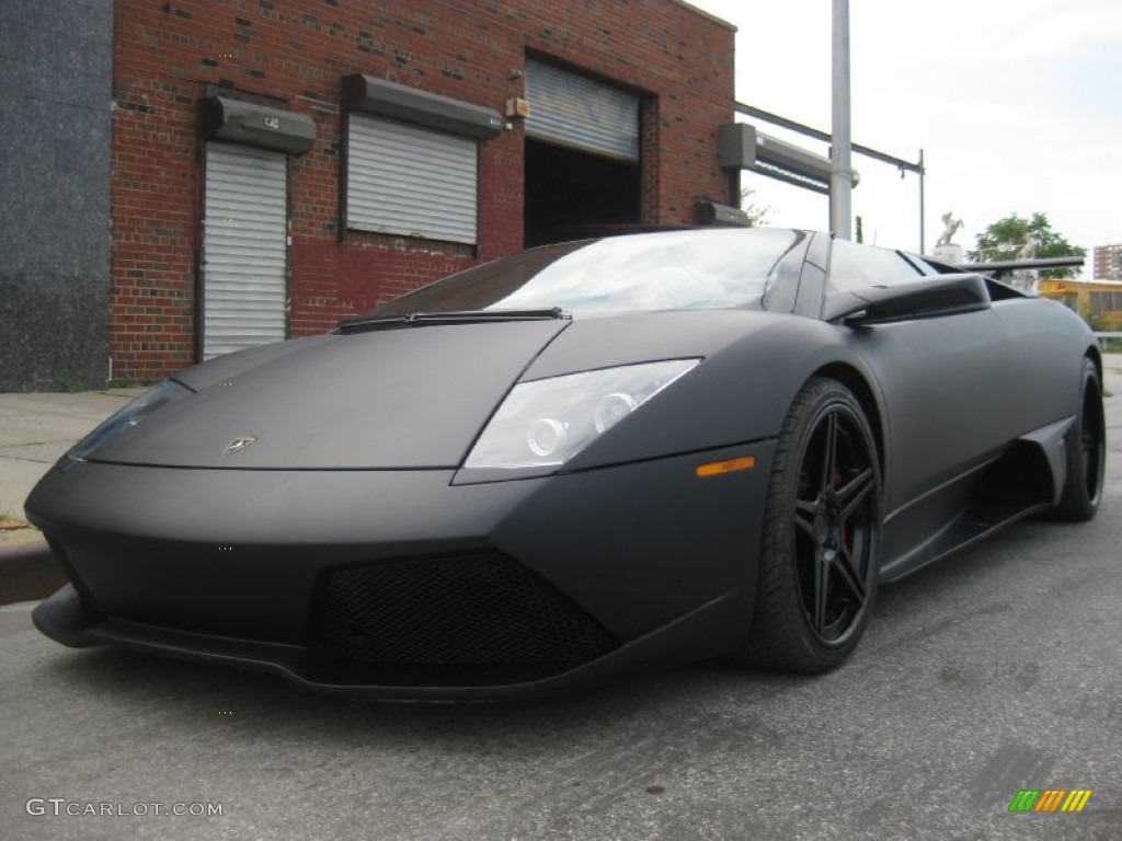 Matte Black 2008 Lamborghini Murcielago LP640 Roadster Exterior Photo #97216357