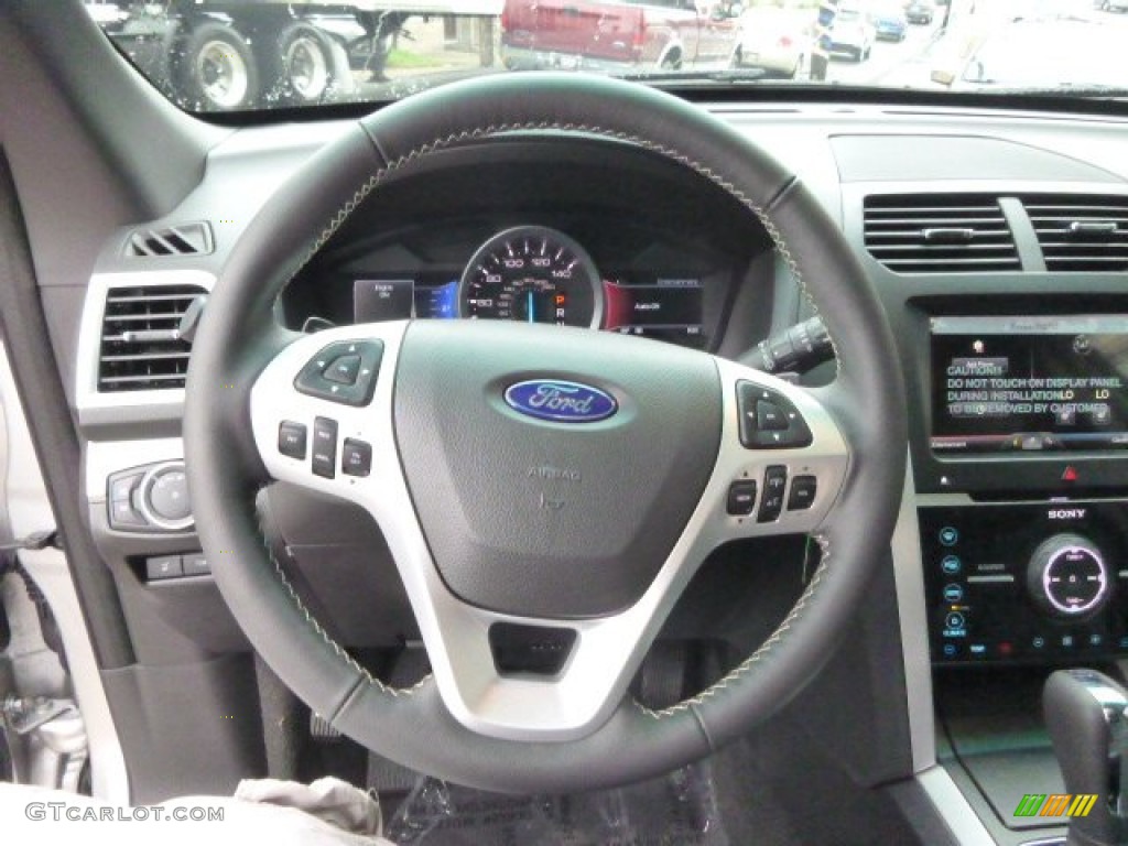 2015 Ford Explorer Sport 4WD Sport Charcoal Black Steering Wheel Photo #97216975