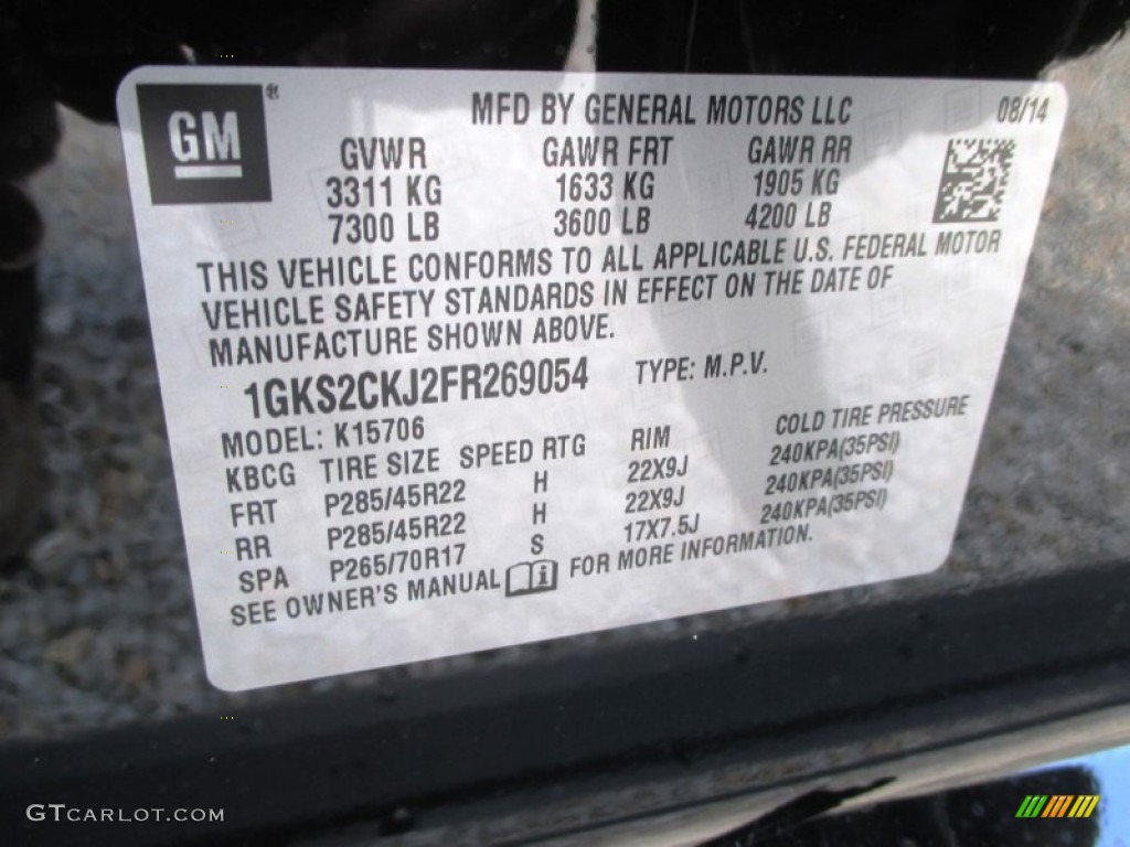 2015 GMC Yukon Denali 4WD Info Tag Photo #97220641