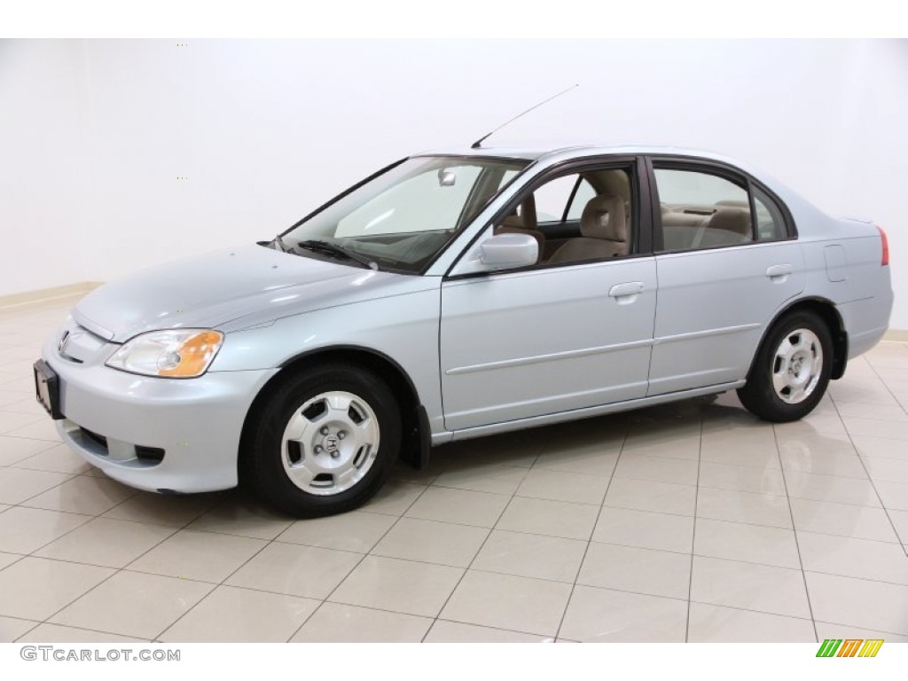 2003 Civic Hybrid Sedan - Opal Silver Blue Metallic / Beige photo #3