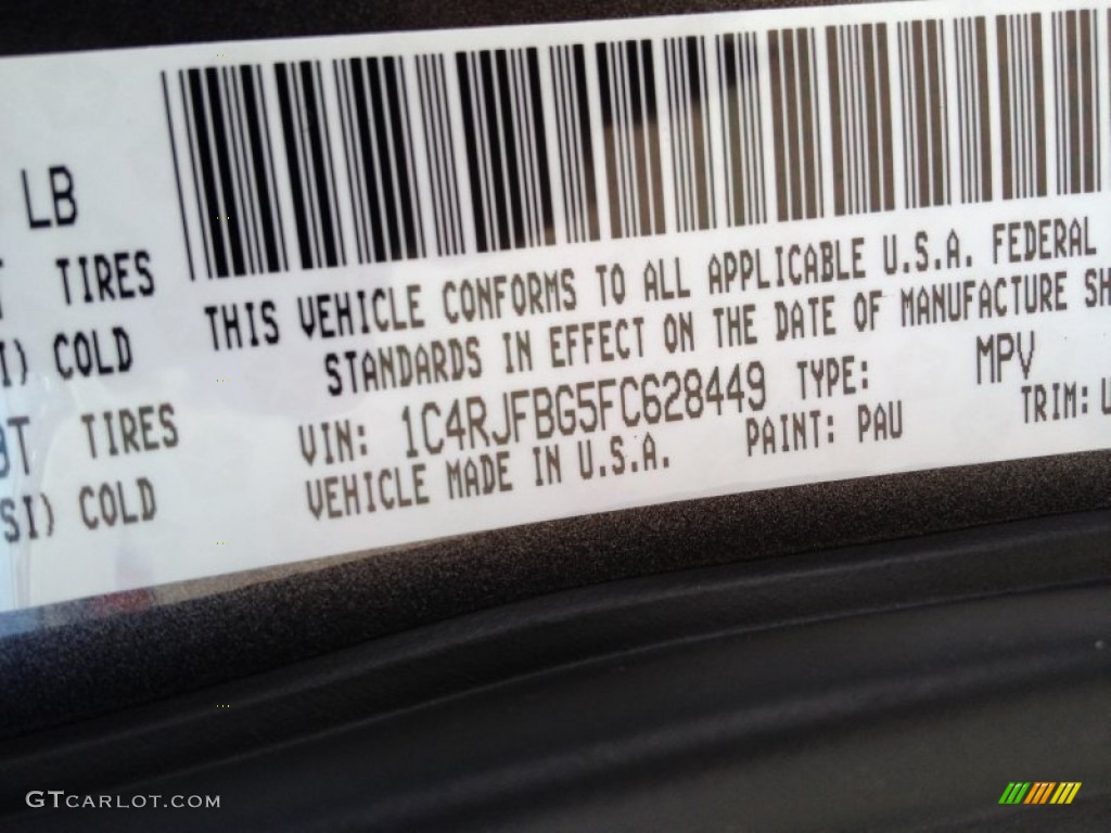 2015 Grand Cherokee Color Code PAU for Granite Crystal Metallic Photo #97232389
