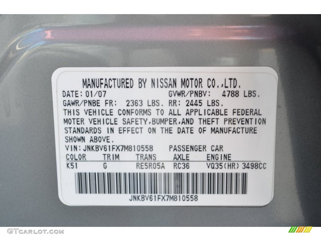 2007 G 35 x Sedan - Platinum Graphite Metallic / Graphite Black photo #28