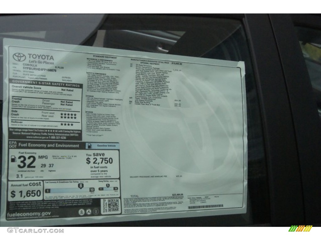 2015 Toyota Corolla S Plus Window Sticker Photos