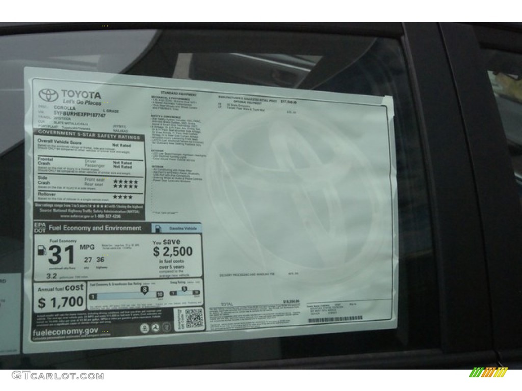 2015 Toyota Corolla L Window Sticker Photos