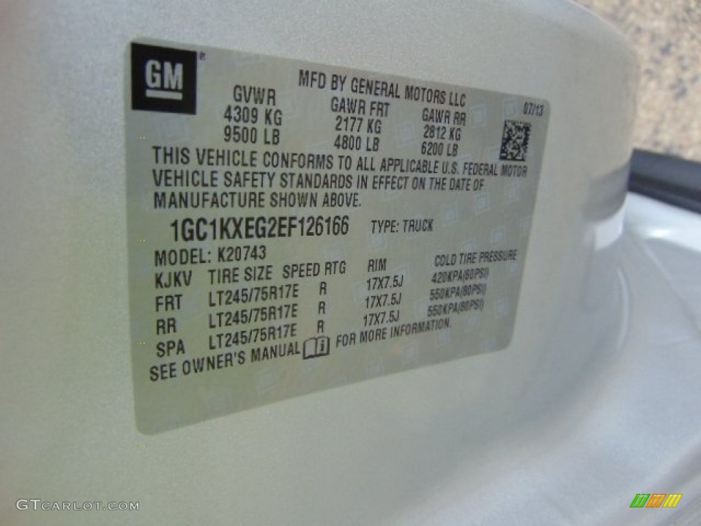 2014 Chevrolet Silverado 2500HD LT Crew Cab 4x4 Info Tag Photos