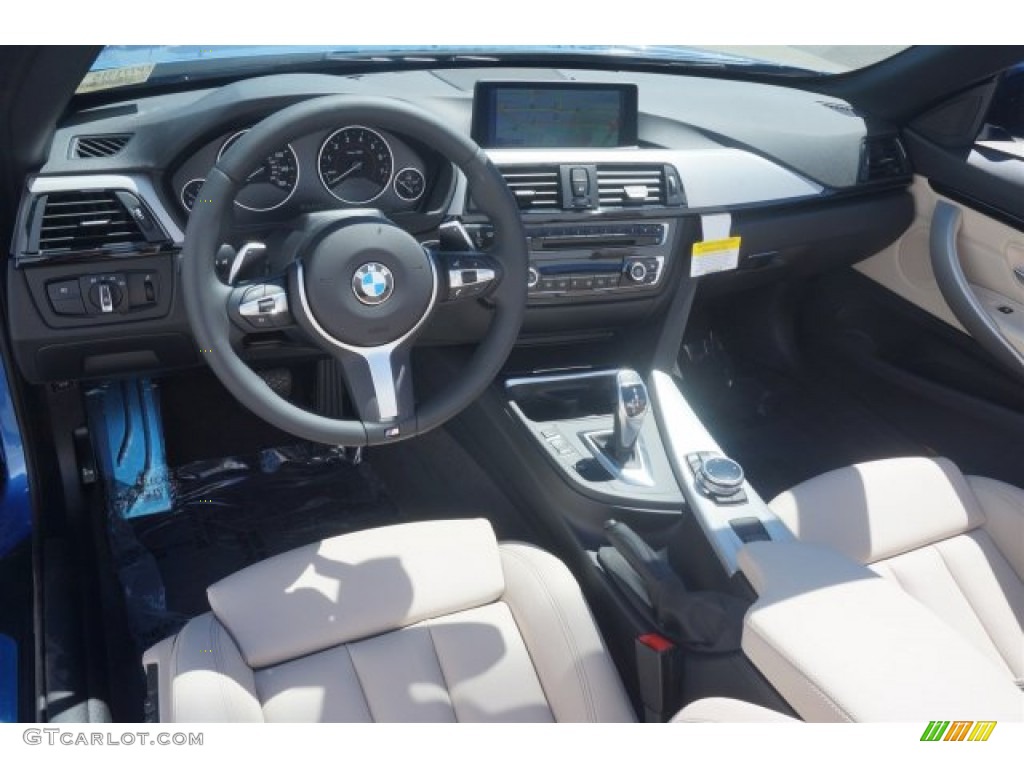 Oyster/Black w/Dark Oyster Accents Interior 2015 BMW 4 Series 428i Convertible Photo #97269976