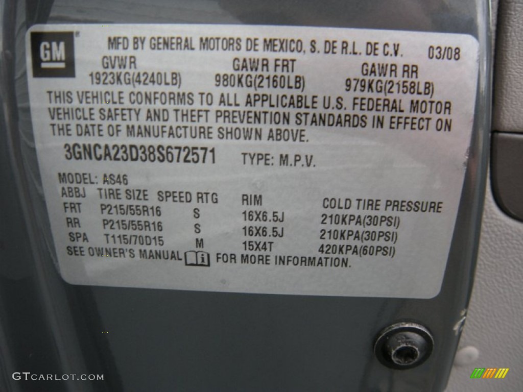 2008 HHR LT - Dark Gray Metallic / Gray photo #58